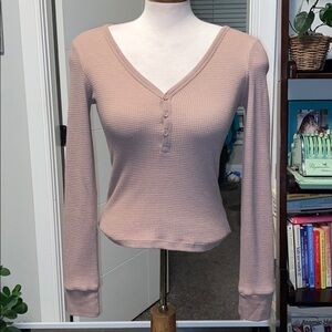 NWOT TNA long sleeve waffle top